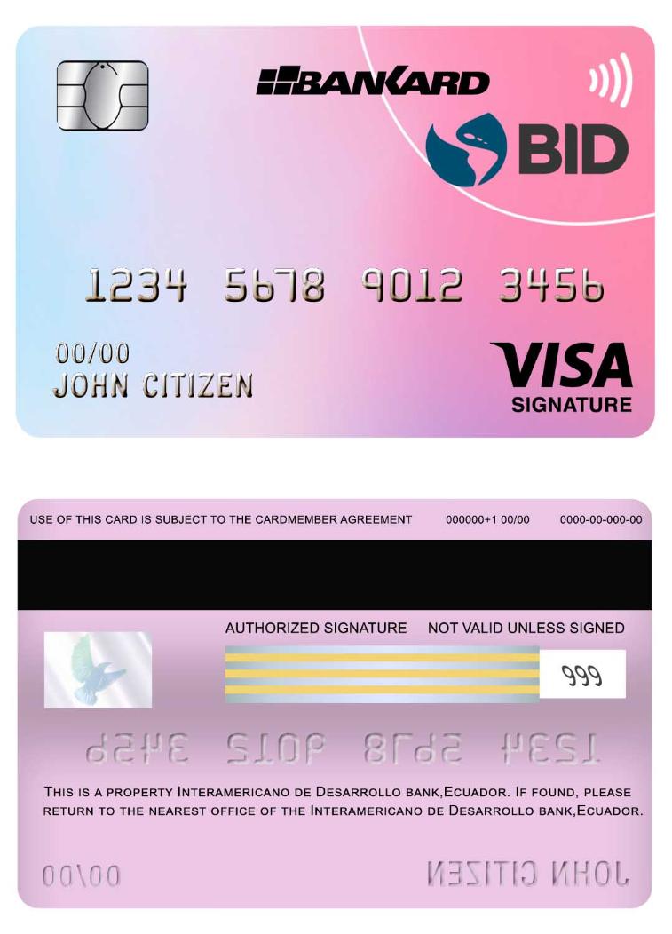 Ecuador Interamericano de Desarrollo (BID) bank visa signature card